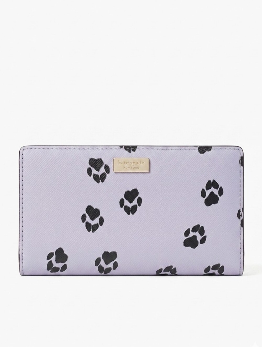 kate spade RARE Lilac Wallet with Black Paw Print and Gold Plaque